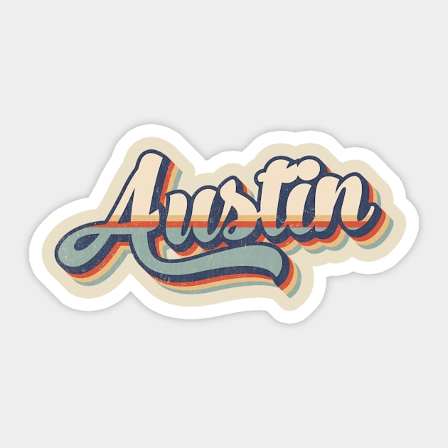 Austin // Retro Vintage Style Sticker by Stacy Peters Art